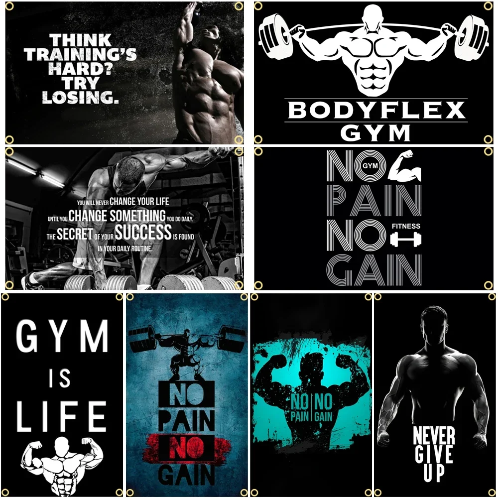 GYM Flag Message Signs Slogan  - đánh giá và giá Sports Equipment Poster